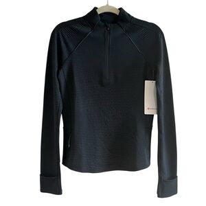 Lululemon Ventscape Half Zip Long Sleeve Black Mock Neck Shirt Slim Fit Top Sz 6